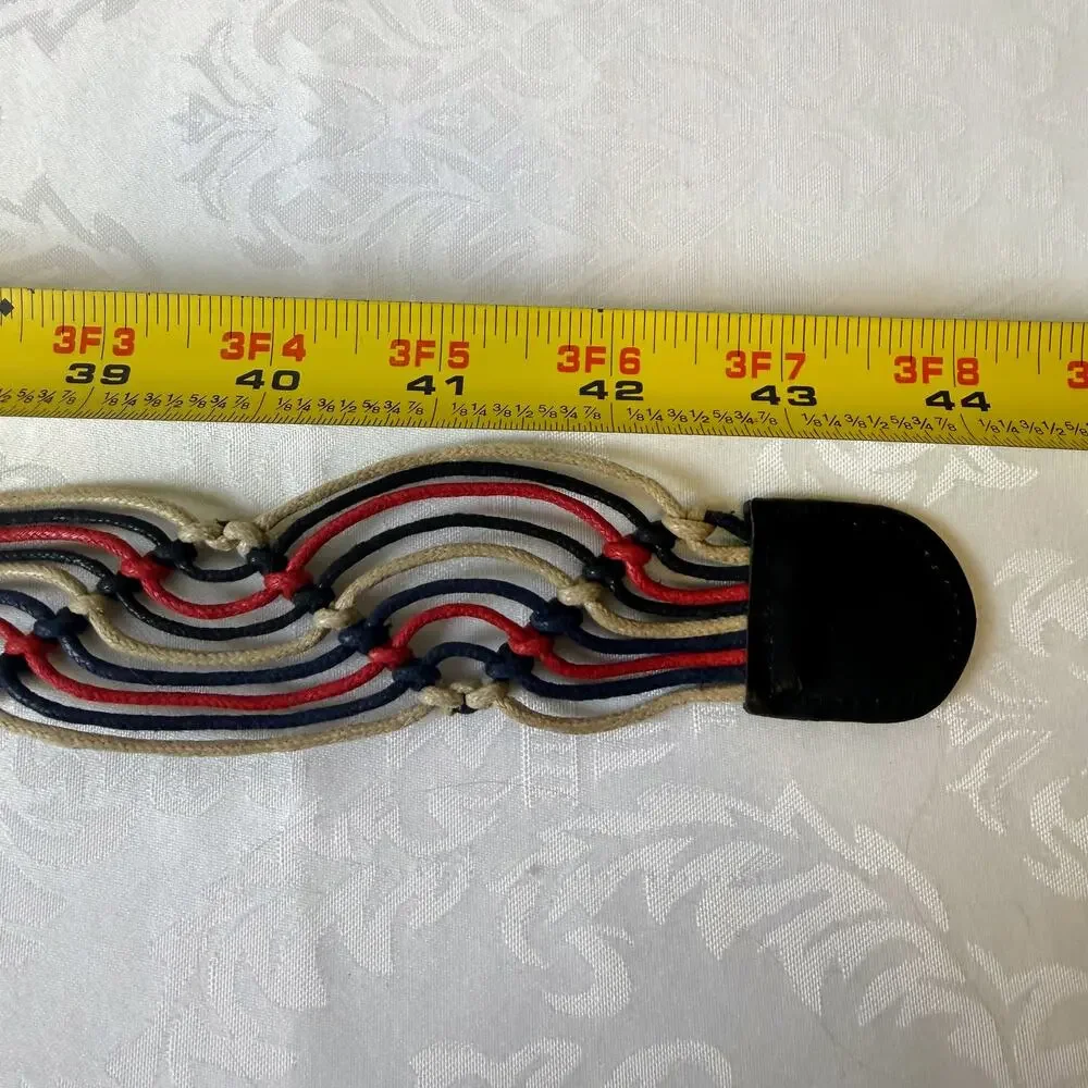 Boho Woven Rope‎ Macrame Belt Multicolor Adjustable Nautical Circle Buckle L